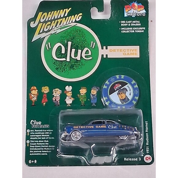 Johnny Lightning Pop Culture Clue 1/64 Car w/ Token 4 Ford, Chevy, Hudson Toyota - Picture 6 of 11